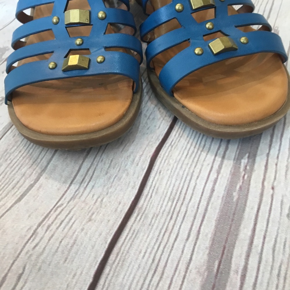 Baretraps Zazie Blue Leather Studded Wedge Strappy Comfort Sandals 6 - Picture 6 of 8